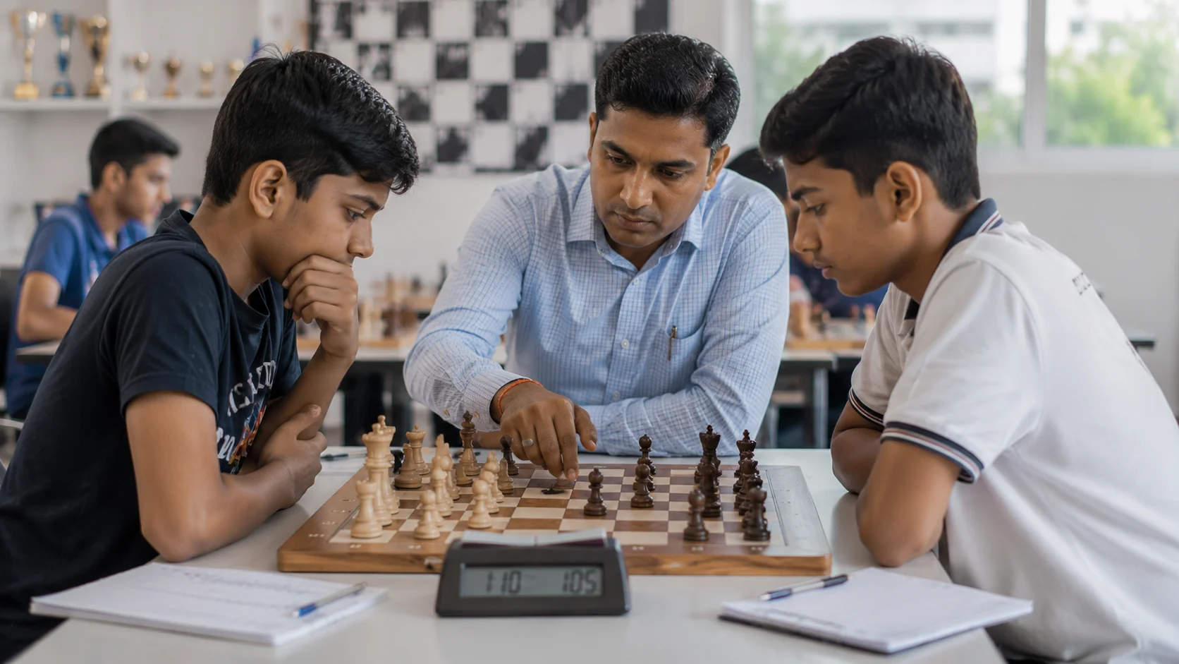 Chess class at B.P. Jain Skill Development Center